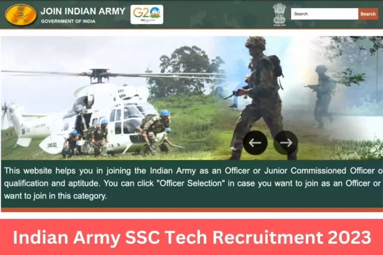 Indian Army SSC Tech Recruitment 2023